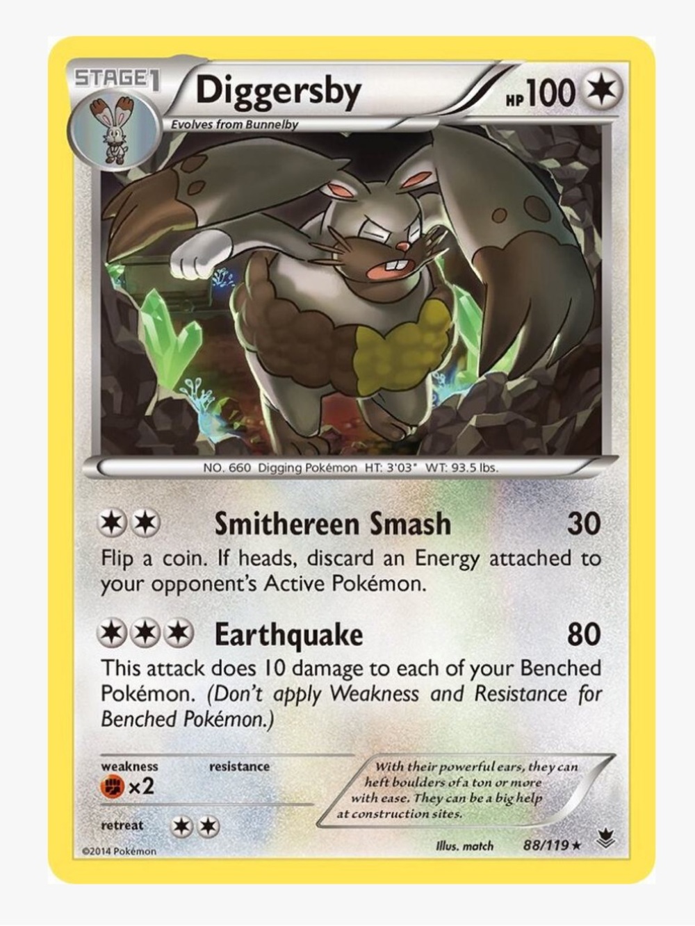 Diggersby XY Phantom Forces Pokemon Trading Card